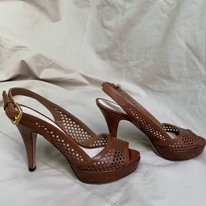 Prada women’s brown slingback open toe heels EU36